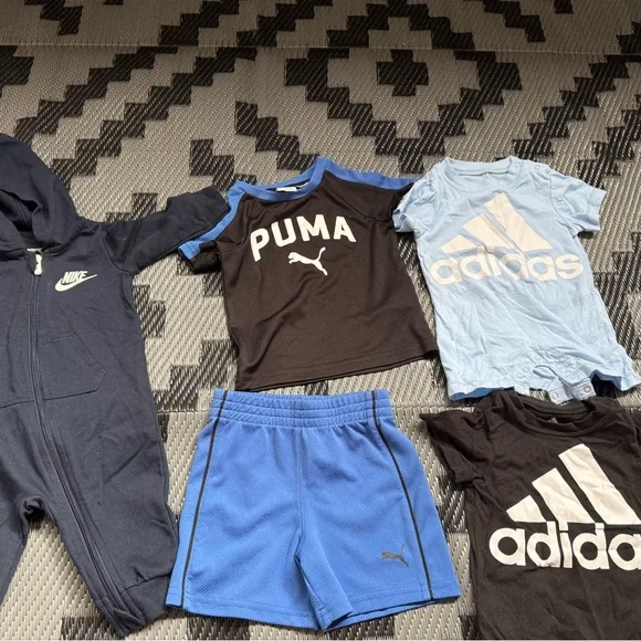 Puma Black & Royal Blue Kids Athletic Tee with Blue Shorts - Picture 2 of 6